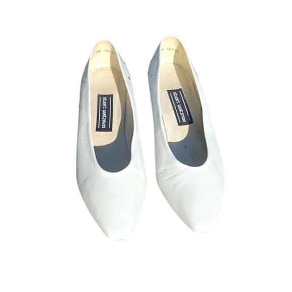 Vintage white Bridal Stuart Weitzman kitten heels sz 8W - Picture 2 of 8